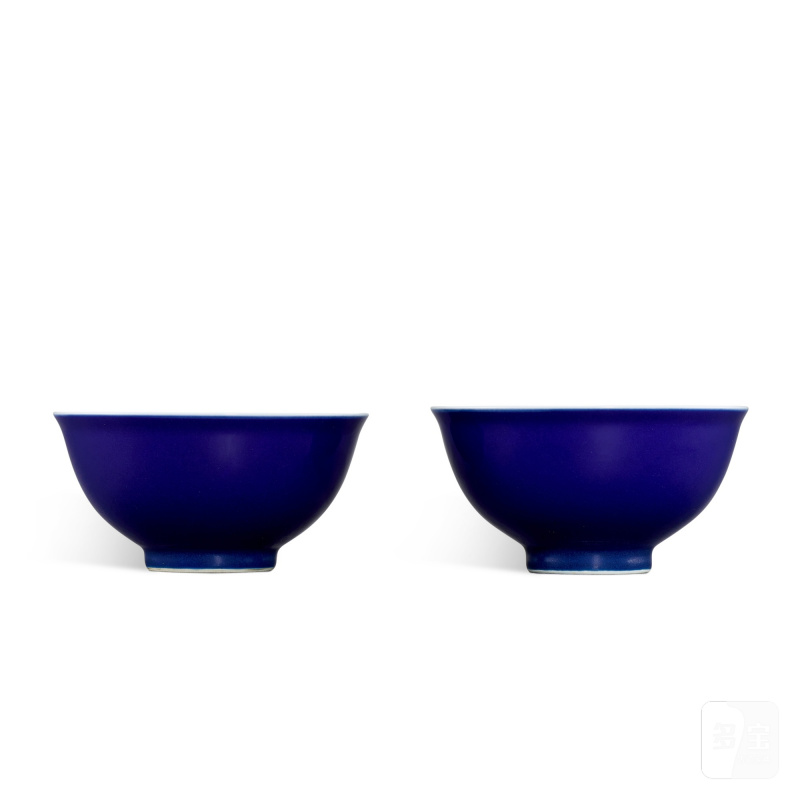 Two blue-glazed bowls, Seal marks and period of Qianlong | 清乾隆 藍釉盌兩件 《大清乾隆年製》款